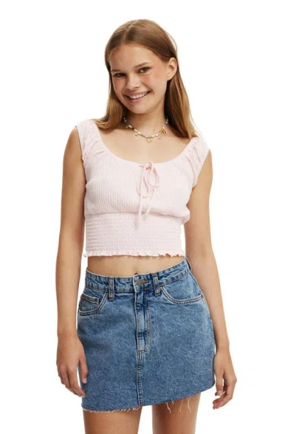 Cotton On Chloe Shirred Short Sleeve Top In Flossy Pink
