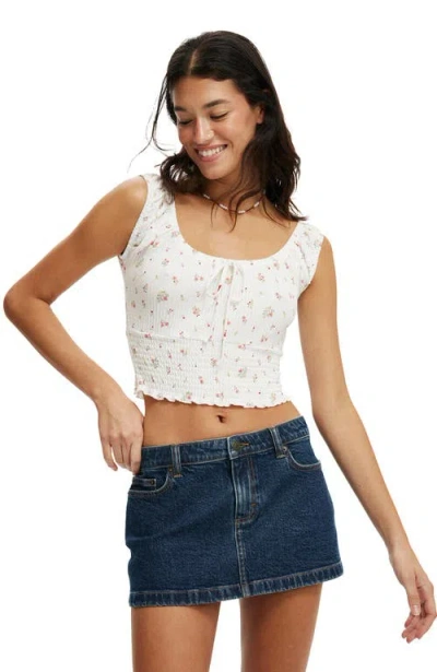 Cotton On Chloe Shirred Short Sleeve Top In Millicent Ditsy Vintage