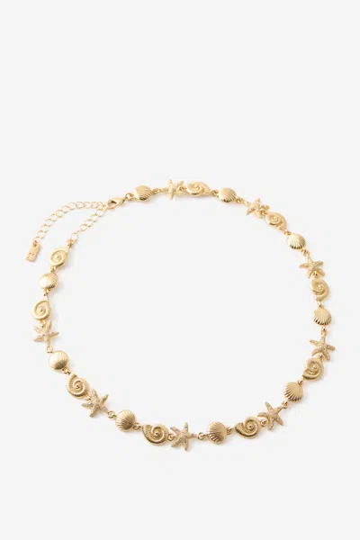 Cotton On Choker Necklace In Up Gold Sea Charms
