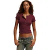 Cotton On Christy Henley Tee In Burgundy