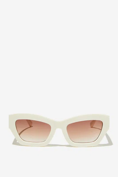 Cotton On Ciara Cat Eye Sunglasses In Ecru