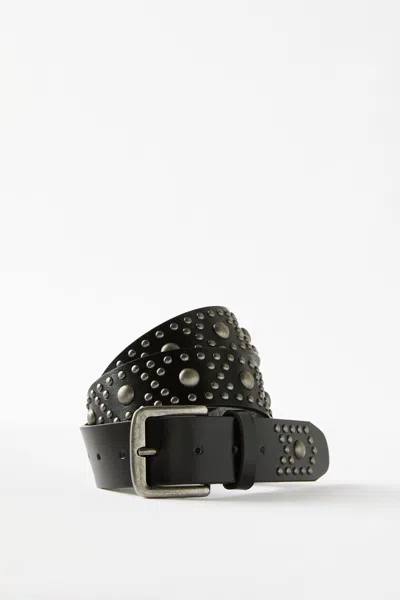 Cotton On Circle Stud Belt In Black/burnished Silver/circle Studs