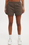 Cotton On Classic Fleece Mini Short In Dark Truffle