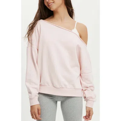 Cotton On Classic Fleece Off The Shoulder Sweatshirt In Soft Pink