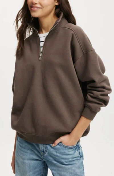 COTTON ON COTTON ON CLASSIC FLEECE OVERSIZED HALF ZIP SWEATSHIRT 