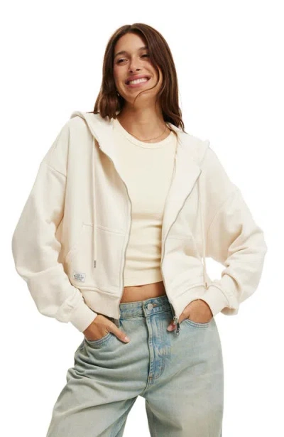 Cotton On Classic Fleece Oversized Zip Through Hoodie In Coconut