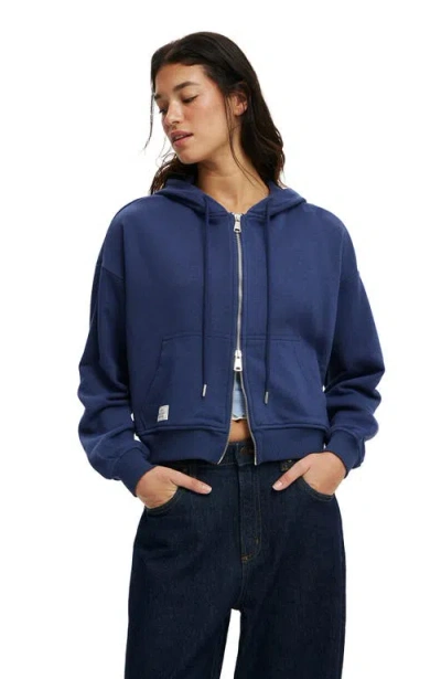 Cotton On Classic Fleece Oversized Zip Through Hoodie In Oxford Blue