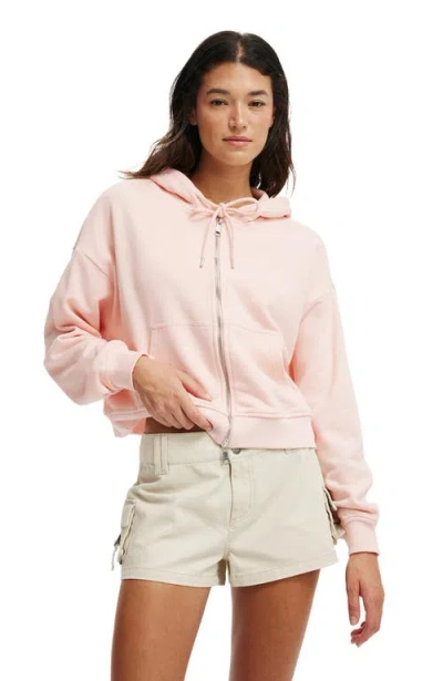 Cotton On Classic Fleece Oversized Zip Through Hoodie In Peach Spritz