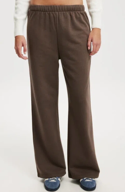 Cotton On Classic Fleece Wide Leg Sweatpant In Dark Truffle