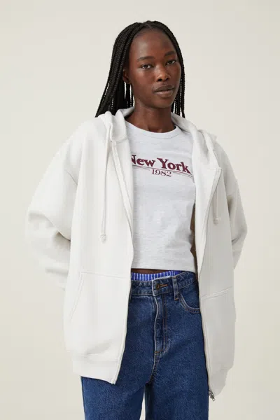 Cotton On Classic Zip-through Hoodie In White