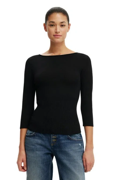 Cotton On Close Knit Boat Neck In Black
