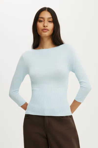 Cotton On Close Knit Boat Neck In Blue