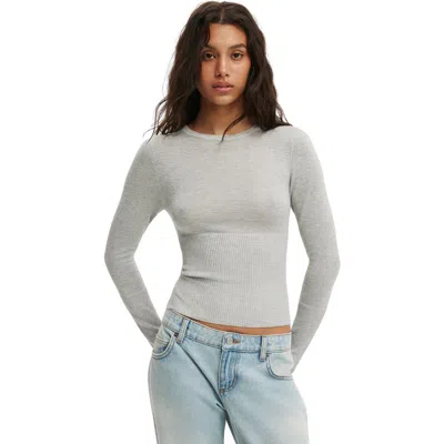 Cotton On All Day Crew Long Sleeve In Grey Marle