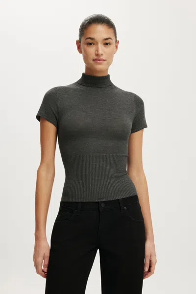 Cotton On Close Knit Ss Roll Neck In Gray