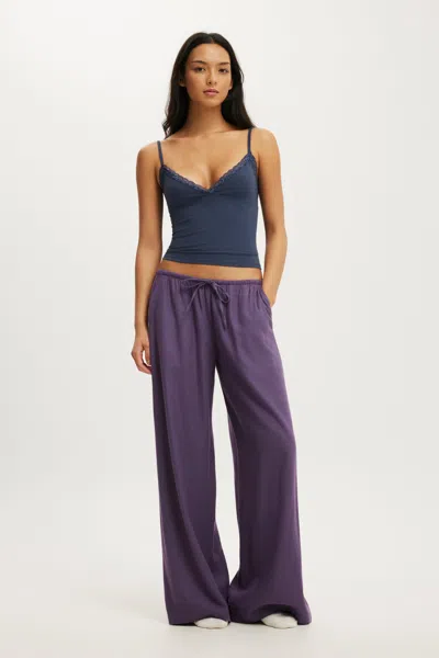 Cotton On Cloud Soft Wide Leg Flannel Pant In Minnie Micro Check Steely Blue Multi