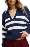 Cotton On Coco Cotton Long Sleeve Polo In Blue