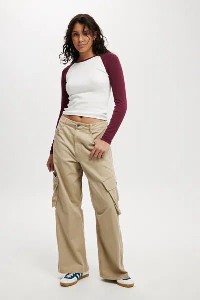 Cotton On Cody Baggy Cargo Pant In Taupe