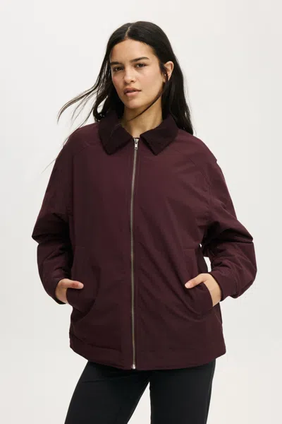 Cotton On Contrast Collar Oversized Jacket In Purple