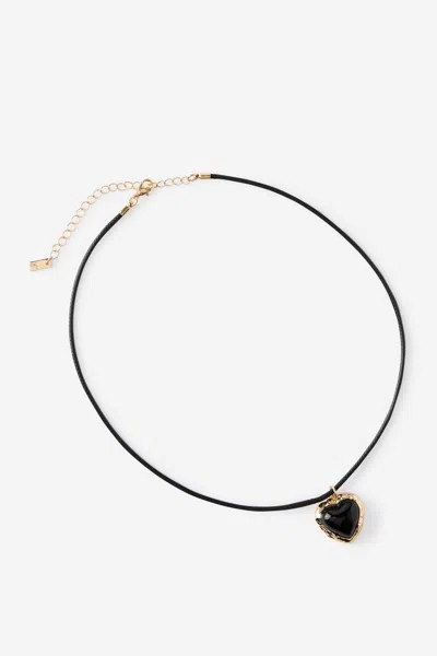 Cotton On Cord Pendant Necklace In Black