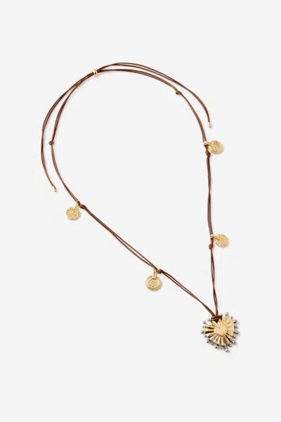 Cotton On Cord Pendant Necklace In Gold