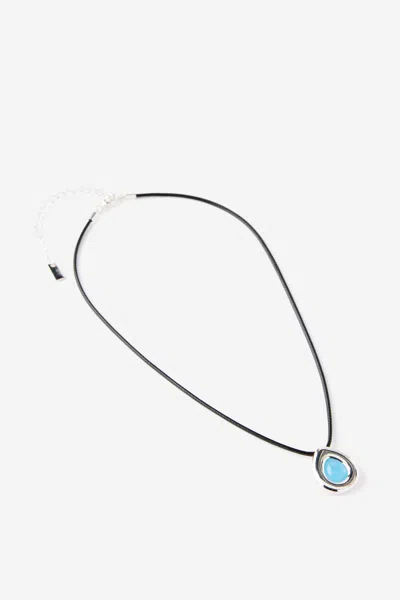 Cotton On Cord Pendant Necklace In Black