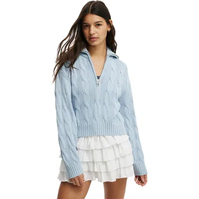 Cotton On Cotton Cable Half Zip Pullover In Blue