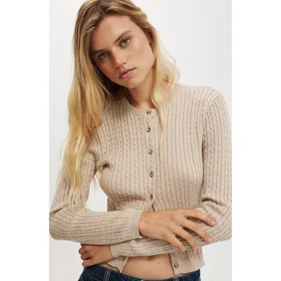 Cotton On Cotton Crew Neck Cardigan In Neutral