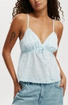Cotton On Cotton Lace Cami In Darcy Daisy Antartic Blue