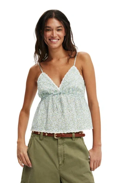 Cotton On Cotton Lace Cami In Isabelle Floral Blue