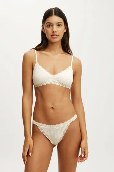 Cotton On Cotton Lace Triangle Padded Bralette In Butterscotch Marle