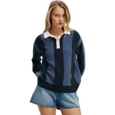 Cotton On Cotton Long Sleeve Polo In Blue