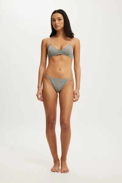 Cotton On Cotton Pointelle G String Brief In Mid Grey Marle
