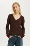 Cotton On Cotton V Neck Pullover In Brown