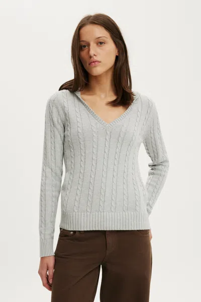 Cotton On Cotton V Neck Pullover In Grey Marle
