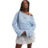 Cotton On Crochet Boatneck Pullover In Periwinkle Blue