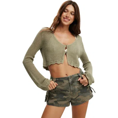 Cotton On Crochet Scallop Cardigan In Artichoke