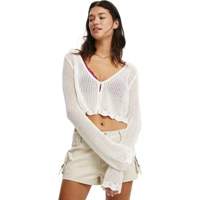 Cotton On Crochet Scallop Cardigan In Porcelain
