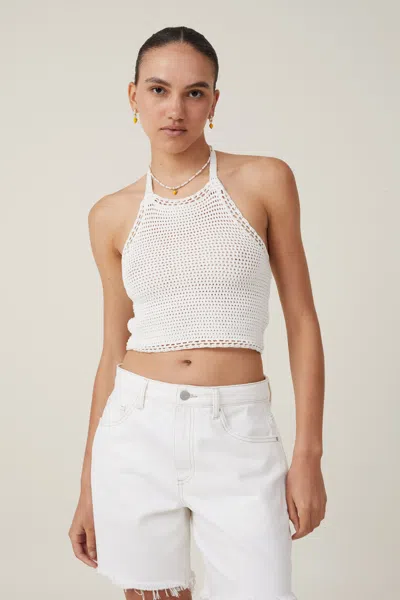 Cotton On Crochet Scallop Halter Knit In White