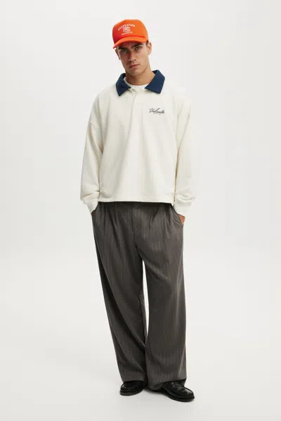 Cotton On Cropped Fit Graphic Fleece Polo In White