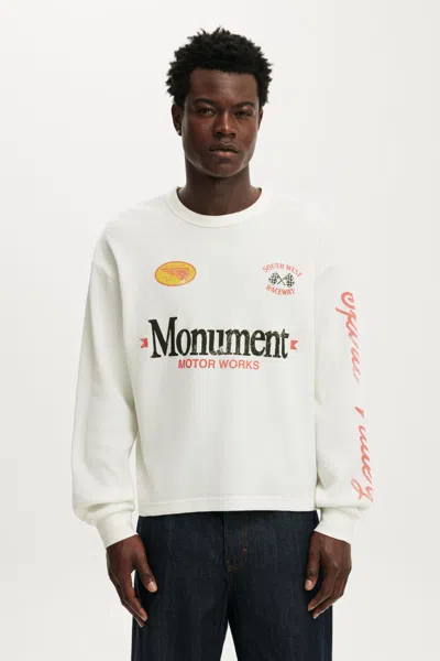 Cotton On Cropped Fit Textured Graphic Ls T-shirt In White