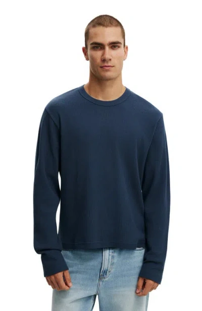 Cotton On Cropped Fit Textured Long Sleeve In Blue