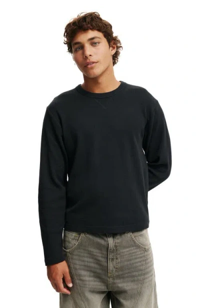 Cotton On Cropped Fit Textured Long Sleeve In Black