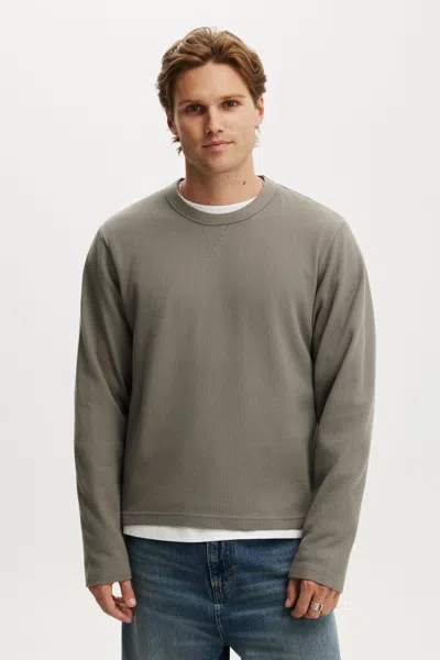 Cotton On Cropped Fit Textured Long Sleeve In Gray