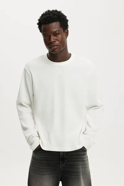 Cotton On Cropped Fit Textured Long Sleeve In Vintage White Waffle