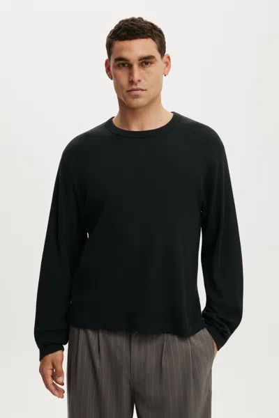 Cotton On Cropped Fit Textured Long Sleeve In Black