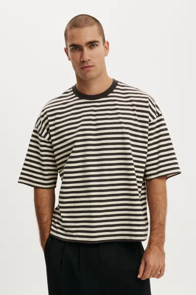 Cotton On Cropped Fit T-shirt In Oat / Bitter Brown Stripe
