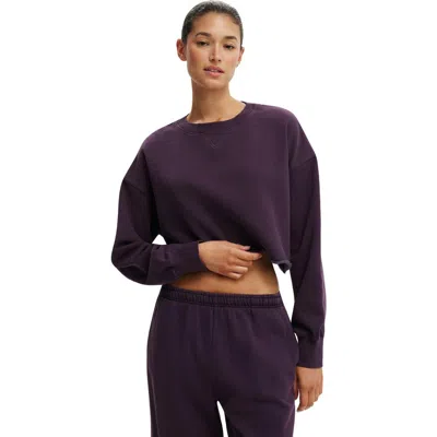 Cotton On Cropped Fleece Sweatshirt In Purple
