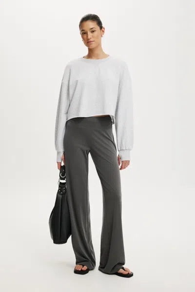 Cotton On Cropped Fleece Sweatshirt In Gray