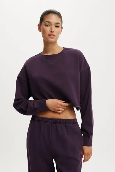 Cotton On Cropped Fleece Sweatshirt In Purple