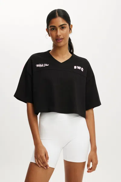 Cotton On Cropped Graphic Sporty Tee In Black